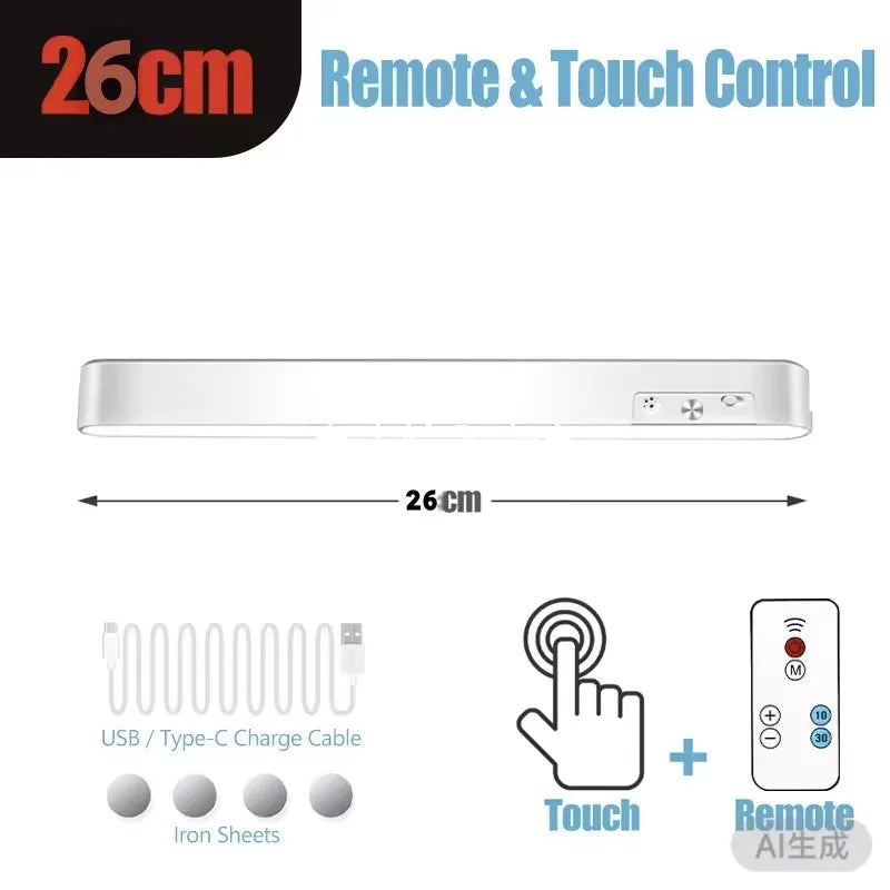 HOMEFISH Eye-care Table Lamp LED Light Bar Rechargeable Wirless Desk Reading Lamp USB Night Light For Bedside Kitchen Cabinet