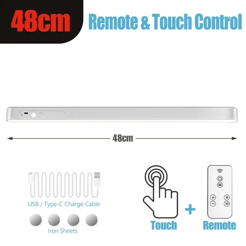 HOMEFISH Eye-care Table Lamp LED Light Bar Rechargeable Wirless Desk Reading Lamp USB Night Light For Bedside Kitchen Cabinet